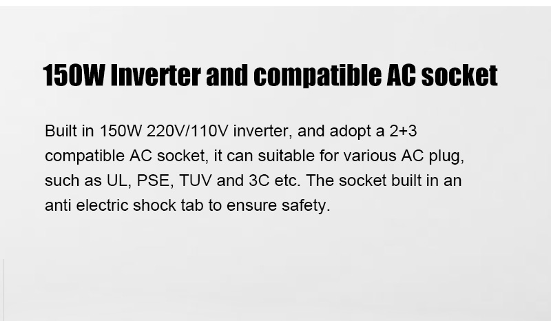 Inverter da 150 W e presa AC compatibile