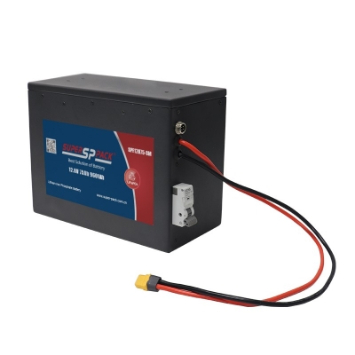 front view of 12.8V 75Ah lithium battery with M8 terminals and black casing