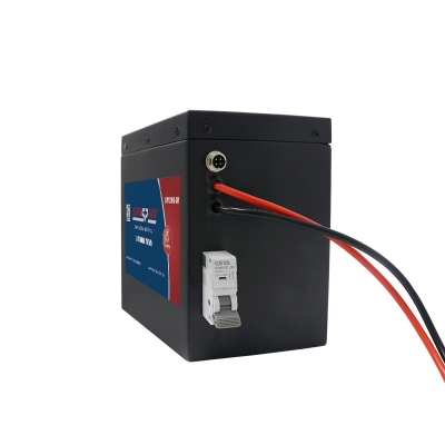 12.8V 60Ah lithium battery front view with M8 terminals